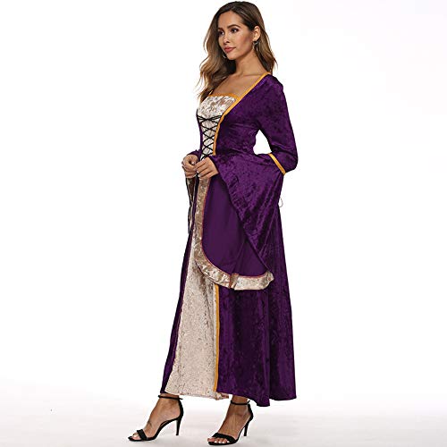 YunFeel Vestido medieval para mujer, vestido renacentista, vestido retro irlandés, vestido largo - morado - M