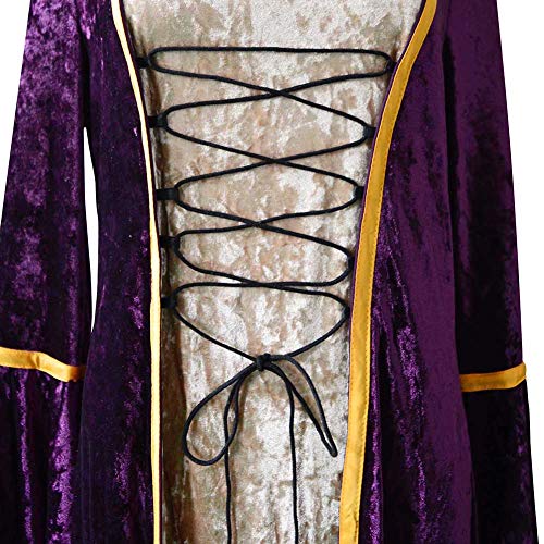 YunFeel Vestido medieval para mujer, vestido renacentista, vestido retro irlandés, vestido largo - morado - M