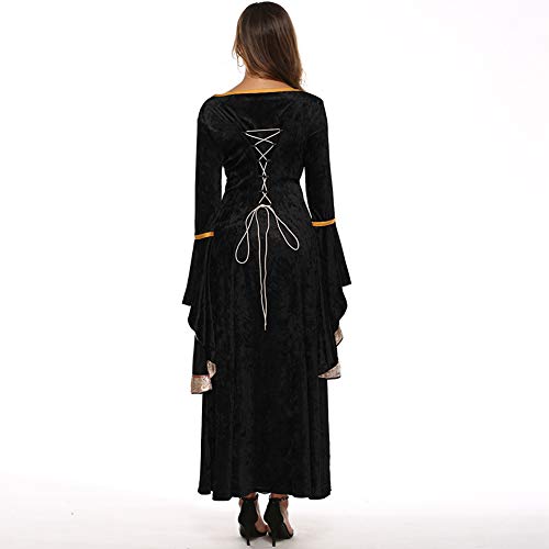 YunFeel Vestido medieval para mujer, vestido renacentista, vestido retro irlandés, vestido largo - negro - M