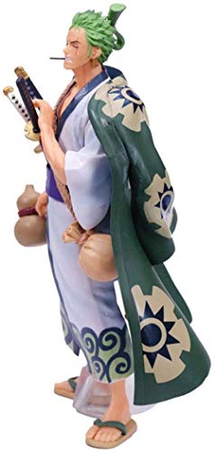yunge Adornos decorativosOne Piece Anime Doll Roronoa Zoro Petaca Kimono Versión Estatua Muñeca Escultura Juguete Decoración Modelo Figura Figura Altura 27cm
