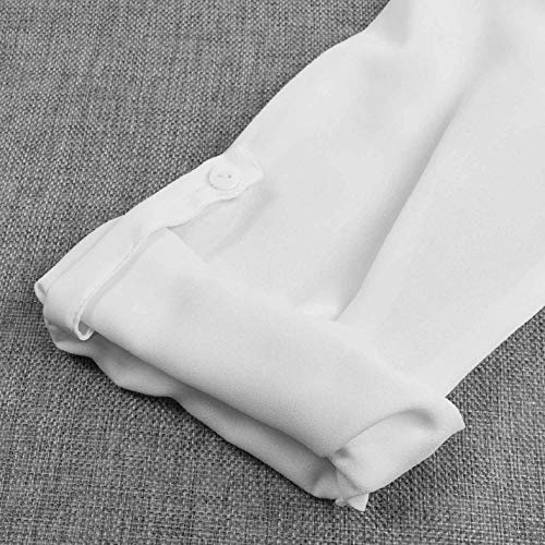 Yuson Girl Camisas Mujer Nuevo Blusas para Mujer Vaquera Sexy Gasa Tops Camisetas Mujer Cremallera Manga Corta Blusas (Blanco, XL)