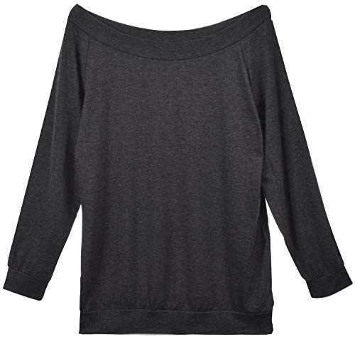 Yuson Girl Casual Camisetas Manga Larga Mujer Camisa Mujer Fuera del Hombro Ropa de Mujer Sexy Suelto Mujer Ocasionales Flojas Atractiva Elegante Moda (Gris Oscuro,XL)