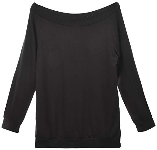 Yuson Girl Casual Camisetas Manga Larga Mujer Camisa Mujer Fuera del Hombro Ropa de Mujer Sexy Suelto Mujer Ocasionales Flojas Atractiva Elegante Moda (Negro,M)