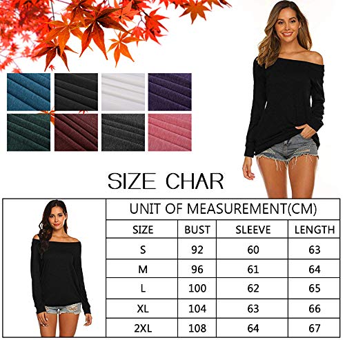 Yuson Girl Casual Camisetas Manga Larga Mujer Camisa Mujer Fuera del Hombro Ropa de Mujer Sexy Suelto Mujer Ocasionales Flojas Atractiva Elegante Moda (Gris Oscuro,XL)