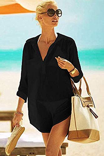 Yuson Girl Mujer Ropa De Playa Suelto Pareo Largo Verano Pareo Playa Mujer Tallas Grandes Pareo Vestido Mujer Camisa Grande De Playa Pareo Bikini Cover Up Pareo Transparente Gasa (Nergo)