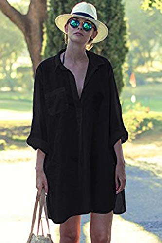 Yuson Girl Mujer Ropa De Playa Suelto Pareo Largo Verano Pareo Playa Mujer Tallas Grandes Pareo Vestido Mujer Camisa Grande De Playa Pareo Bikini Cover Up Pareo Transparente Gasa (Nergo)