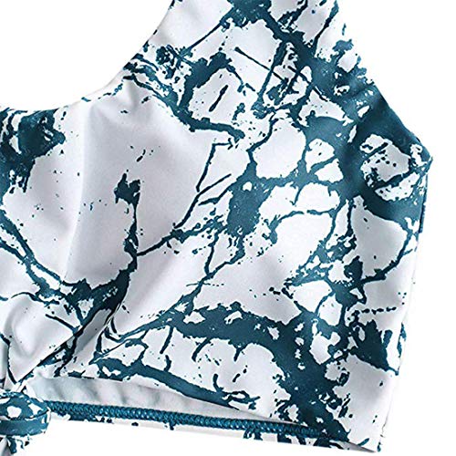 Yutdeng Conjunto de Bikini de Cintura Alta para Mujer Push Up Pliegues Control de La Barriga y Enroscadura Frontal Top Retro Variedad de Impresión Ropa de Playa Bañador