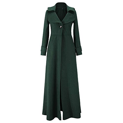 Yvelands Womens Winter Lapel Slim Coat Trench Chaqueta Larga Parka Overcoat Outwear Top Blusa(Green,L)
