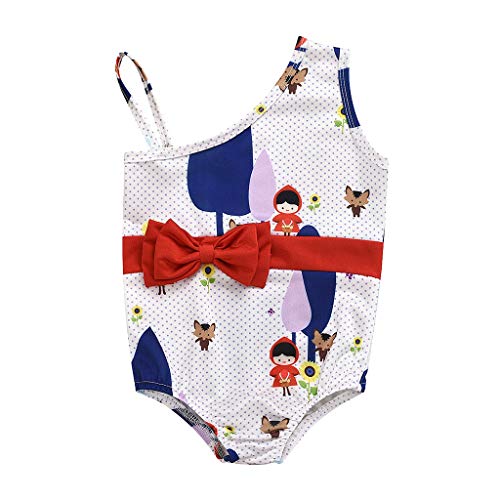 YWLINK BañAdor Verano NiñA Mono Sin Mangas con Lazo Y Estampado De SandíA Un Traje De BañO Bikini Transpirable Casual Ropa De Playa para Vacaciones(Rojo,4-5 años)