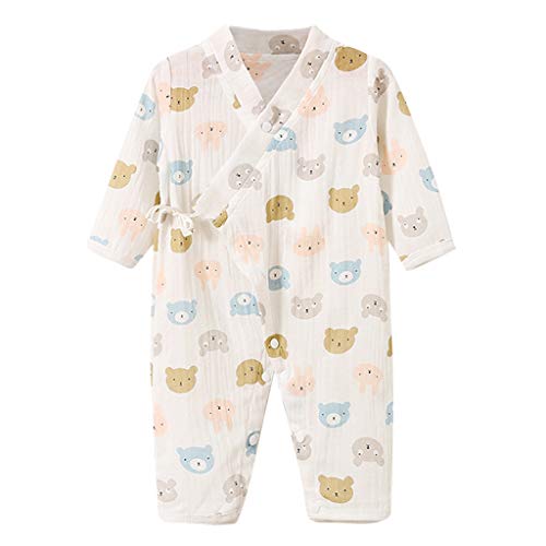 YWLINK Bebé ReciéN Nacido Mono De Dibujos Animados De Frutas De Manga Larga Pijama De Kimono De Gasa Mezcla De AlgodóN Mameluco Mono Original Ropa Vestido De Fiesta De Bautismo(café,0-3 meses/59)