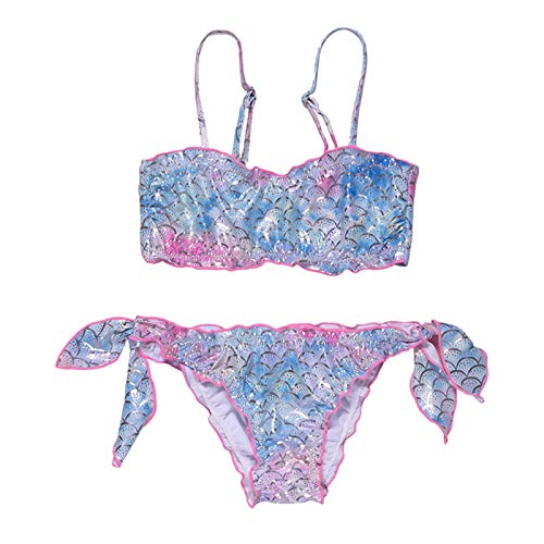 YWLINK Conjuntos NiñA,BañAdor con Estampado De Peces De Moda De Verano Buena Personalidad Piscina, Playa Fiesta Conjunto De Bikini (Azul, 150)