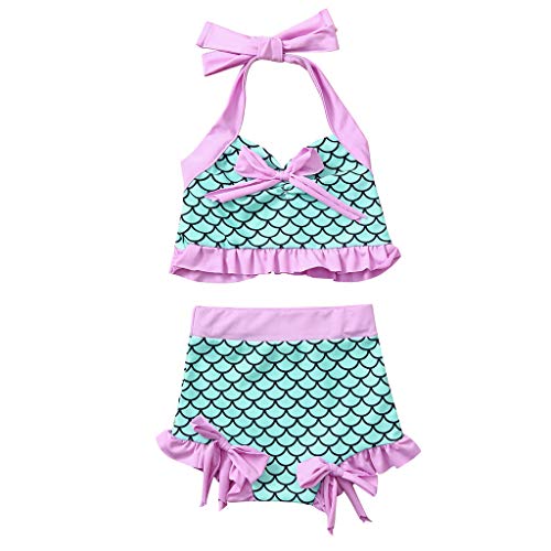 YWLINK Conjuntos NiñA,BañAdor con Estampado De Peces De Moda De Verano Buena Personalidad Piscina, Playa Fiesta Conjunto De Bikini(Verde,4-5 años/110)