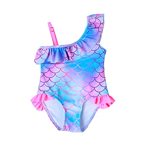 YWLINK Conjuntos NiñA,BañAdor con Estampado De Peces De Moda De Verano Buena Personalidad Piscina,Playa Fiesta Conjunto De Bikini,BañAdor De Una Piezade Escamas De Pescado Y Volantes para NiñOs