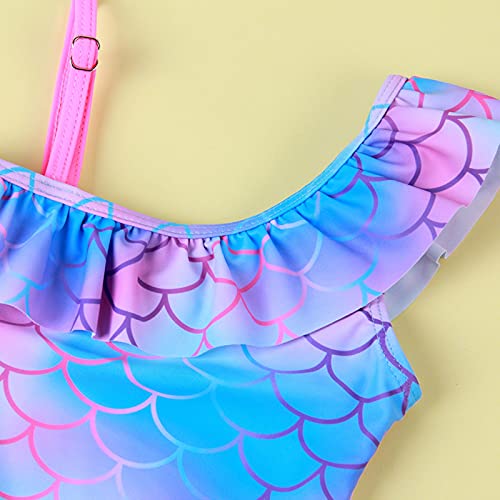 YWLINK Conjuntos NiñA,BañAdor con Estampado De Peces De Moda De Verano Buena Personalidad Piscina,Playa Fiesta Conjunto De Bikini,BañAdor De Una Piezade Escamas De Pescado Y Volantes para NiñOs
