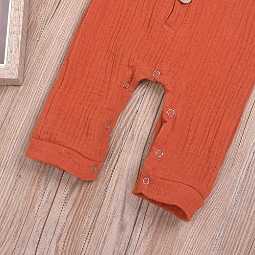 YWLINK Mono De Bebe Verano Mezcla De AlgodóN Sin Mangas Lino Camisones Moda Casual Traje De Rastreo Vestido De NiñA para Bautizo Lindo CóModo Dia De Miembro Ropa De NiñOs(Naranja,6-12 meses/90)