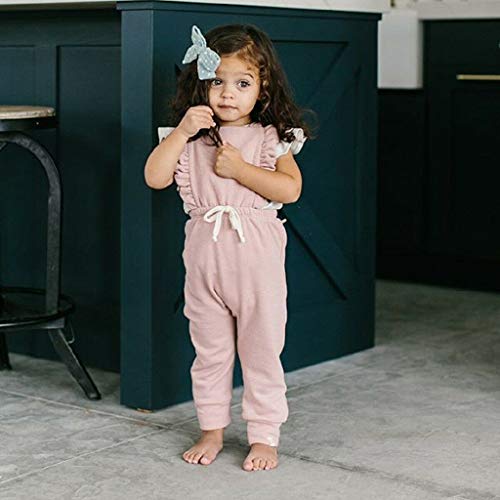 YWLINK Mono De Bebe Verano ReciéN Nacido Bebé NiñA Sin Respaldo A Rayas con Volantes Mameluco Mono Ropa Vestido De NiñA para Mezcla De AlgodóN Bautizo Moda Casual Lindo CóModo(Rosado,12-18 meses/90)