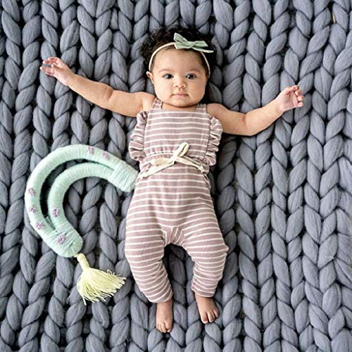 YWLINK Mono De Bebe Verano ReciéN Nacido Bebé NiñA Sin Respaldo A Rayas con Volantes Mameluco Mono Ropa Vestido De NiñA para Mezcla De AlgodóN Bautizo Moda Casual Lindo CóModo(Púrpura,2-3 años/110)