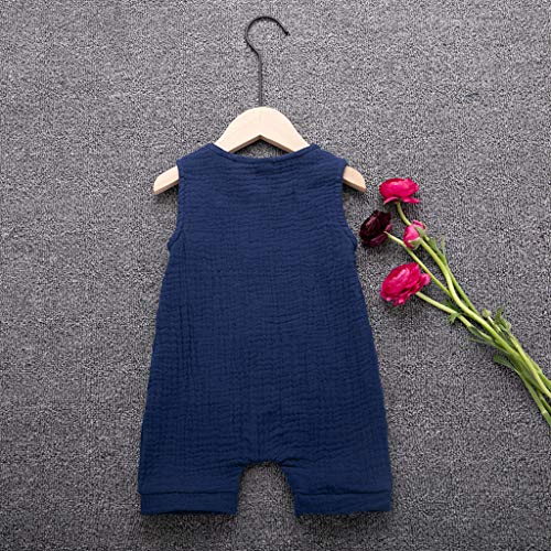 YWLINK Mono De Bebe,ReciéN Nacido Verano Mezcla De AlgodóN NiñO Sin Mangas Color SóLido Doblar Camisola Mono Lindo Ocio Y Confort Ropa De Bebe Fiesta CumpleañOs Regalo(Azul,12-18 meses/90)