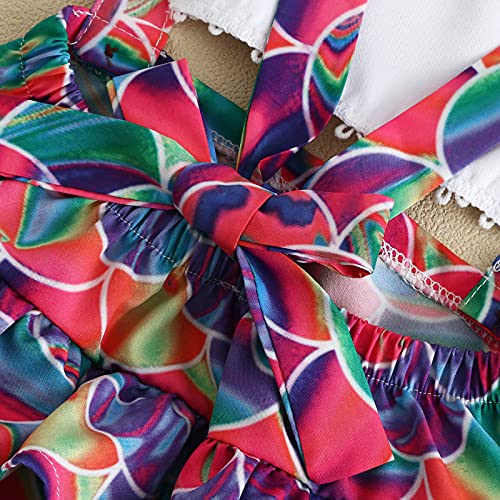 YWLINK Mono Verano para NiñA para Bebé NiñO 1-25 AñOs, Mono con Estampado Escamas Pez Encaje con Mangas Voladoras, Casual Ligero Fresco Dulce Encantador Trajes Favoritos para NiñOs