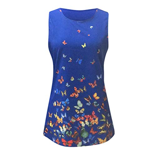 YWLINK Mujer Vestido Camiseta Estampado Floral Sin Mangas Vestido Casual Corto Playa,Vestido Mujer Verano Dye Playa Tallas Grandes Cuello Redondo Vestido,Falda Larga Estampada