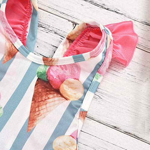 YWLINK Traje de Baño para Bebé Niñas Pequeñas Bañador de Una Pieza con Estampado de Helados Ropa de Natación Infantil con Espalda Descubierta y Volantes para Playa Piscina