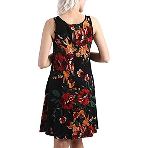 YWLINK Vestido De Mujer con Bolsillos,Mujer Vestido Largo Elegante Estampado Sin Mangas Vestido De Fiesta CóCtel,Vestido Casual De Verano Corto para Mujer Vestido con Bolsillos