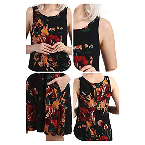 YWLINK Vestido De Mujer con Bolsillos,Mujer Vestido Largo Elegante Estampado Sin Mangas Vestido De Fiesta CóCtel,Vestido Casual De Verano Corto para Mujer Vestido con Bolsillos