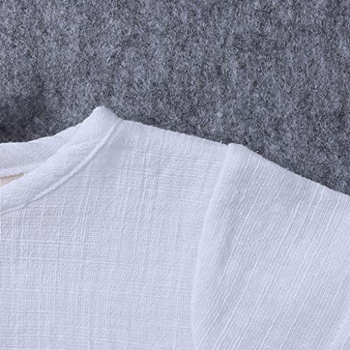 YWLINK♥Mono De Bebe Verano NiñOs NiñAsCamiseta Sin Mangas De Lino De Manga Corta Traje De Rastreo+Encaje Pantalones Cortos Moda Casual Lindo Vestido Bautizo Ropa De Bebe(Blanco,18-24 meses/100)