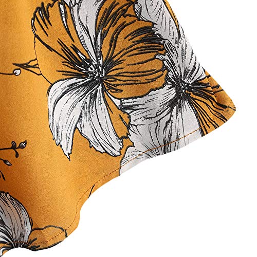 ZAFUL Conjunto de camiseta y pantalones cortos para mujer con estampado floral naranja L