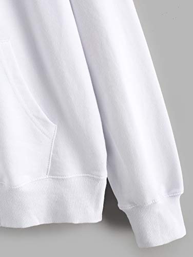 ZAFUL Sudadera con capucha y cordón para mujer, diseño de sol, canguro blanco-1 XXL