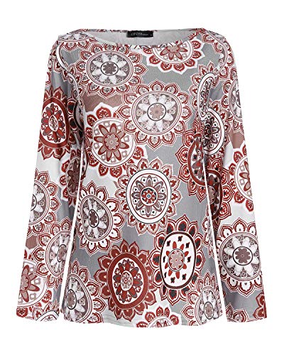 ZANZEA Blusa Floral para Mujer Sexy Casual Otoño Cuello Redondo Suelto Manga Larga Tops Jersey Jumper Túnica Camiseta W-Flores 2 S