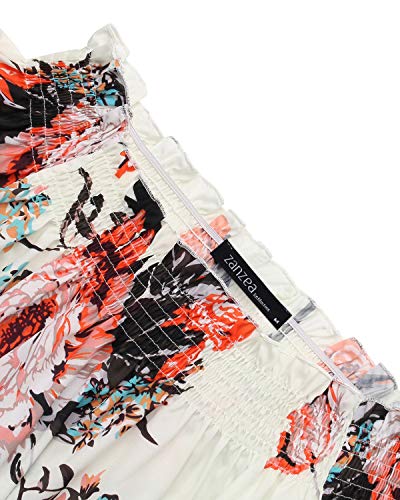 ZANZEA Camisa Mujer Manga 3/4 Sin Hombros Estampado Floral Sexy Camisetas Mujer Baratas Blusas Irregular 03-Blanco XXL