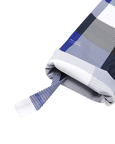 ZANZEA Camisas Mujer Casual Camisa Suelta Cuello V Camisa Manga Corta Blusa Tops Tallas Grandes Elegante Verano Camiseta a Cuadros 05-a Cuadros Azul 48