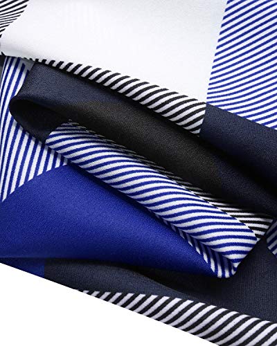 ZANZEA Camisas Mujer Casual Camisa Suelta Cuello V Camisa Manga Corta Blusa Tops Tallas Grandes Elegante Verano Camiseta a Cuadros 05-a Cuadros Azul 48