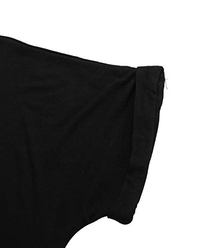 ZANZEA Camisetas Mujer Manga Corta Holgada Top Tallas Grandes Baratas Cuello V Casual Blusa Suelta T Shirt 01-Negro 3XL