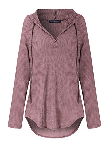 Zanzea Mujer Camisetas Tallas Grandes Blusa Irregular Cuello V Manga Larga Color Sólido Casual Tops Jersey de Punto 02-Morado Claro S