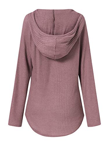 Zanzea Mujer Camisetas Tallas Grandes Blusa Irregular Cuello V Manga Larga Color Sólido Casual Tops Jersey de Punto 02-Morado Claro S