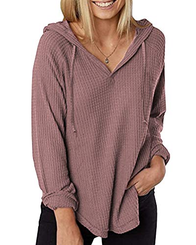 Zanzea Mujer Camisetas Tallas Grandes Blusa Irregular Cuello V Manga Larga Color Sólido Casual Tops Jersey de Punto 02-Morado Claro S