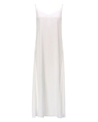 ZANZEA Mujeres Cuello V Sin Mangas Casual Elegante Punto Vestido Suelto Largo Playa Verano Blanco EU 46