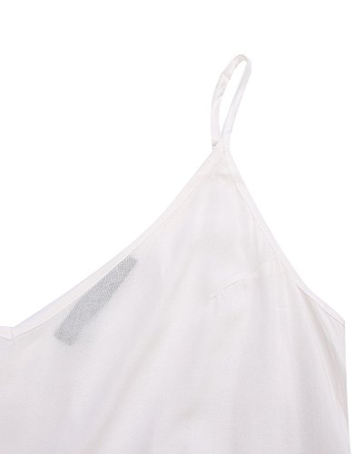ZANZEA Mujeres Cuello V Sin Mangas Casual Elegante Punto Vestido Suelto Largo Playa Verano Blanco EU 46