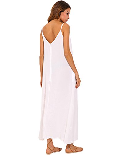 ZANZEA Mujeres Cuello V Sin Mangas Casual Elegante Punto Vestido Suelto Largo Playa Verano Negro EU 40