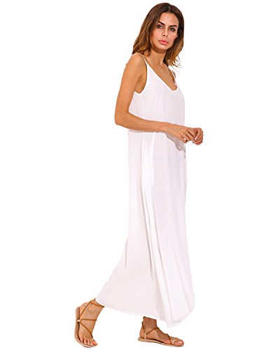ZANZEA Mujeres Cuello V Sin Mangas Casual Elegante Punto Vestido Suelto Largo Playa Verano Negro EU 40