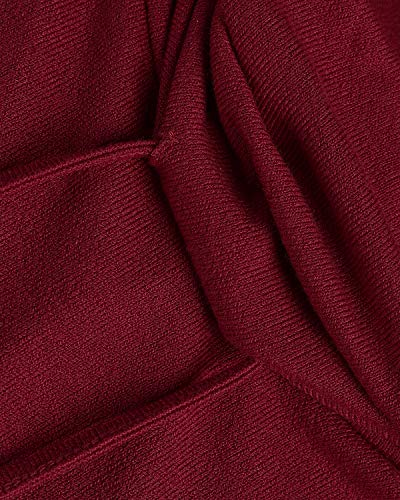 ZANZEA Mujeres Sudaderas Cuello Alto Batwing Manga Larga Irregular Baggy Túnica Blusa Pullover Tops Jersey X-Rojo Vino Cuello Alto S