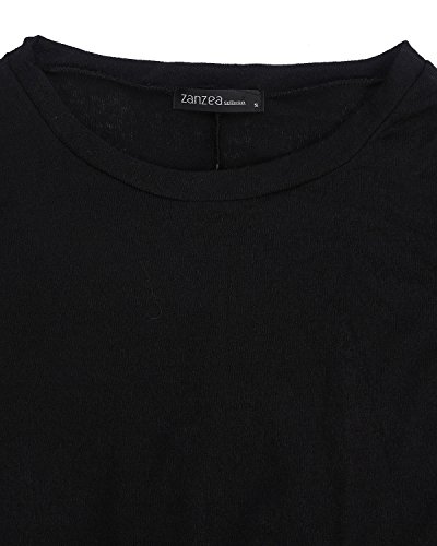 ZANZEA Vestido de Punto asimétrico de Manga Larga Suelta de Invierno Casual Sexy para Mujer Talla Grande 01-Negro L