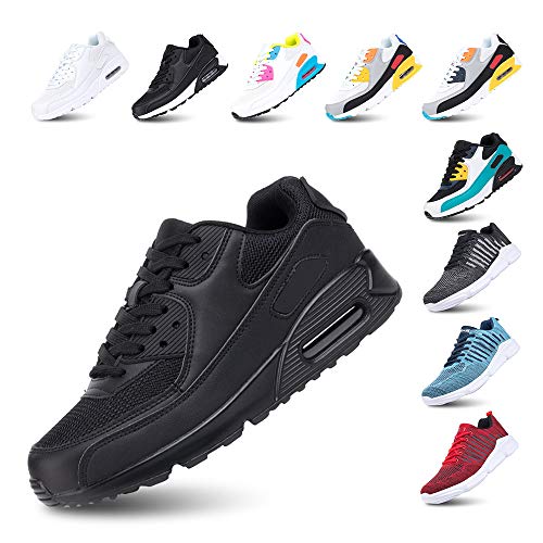 Zapatillas de Running para Hombre Mujer Ligero Correr Air Atléticos Sneakers Comodos Fitness Deportes Calzado Negro 39