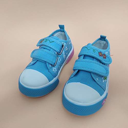 Zapatillas para Niña Lona Bordada | Bambas Bonitas Niña para Primavera Verano (Azul, 28)