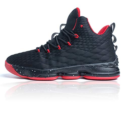 Zapatos Hombre Deporte de Baloncesto Sneakers de Malla para Correr Zapatillas Antideslizantes Negro Rojo Champán Verde Brillante 36-46 Negro Rojo 42