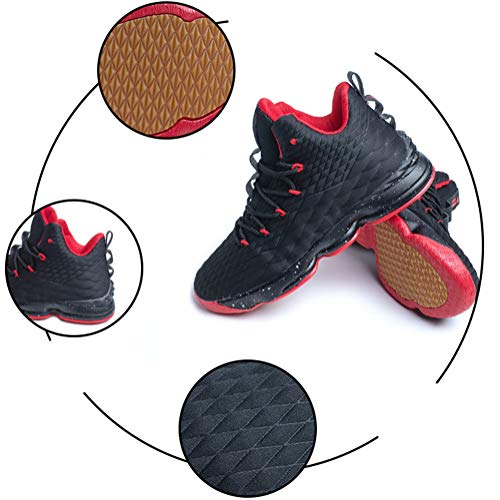 Zapatos Hombre Deporte de Baloncesto Sneakers de Malla para Correr Zapatillas Antideslizantes Negro Rojo Champán Verde Brillante 36-46 Negro Rojo 42