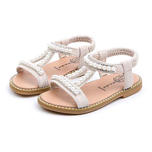 Zapatos para Bebé Niñas,Riou Niños Perla Cristal Princesa Soltera Zapatos Romanos Sandalias de Vestir en Cuero Zapatillas Verano Calzado