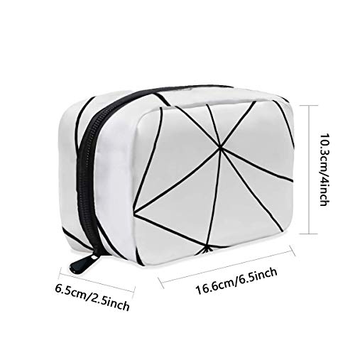 Zara - Bolsa de maquillaje con cremallera para viaje, diseño geométrico, color blanco y negro